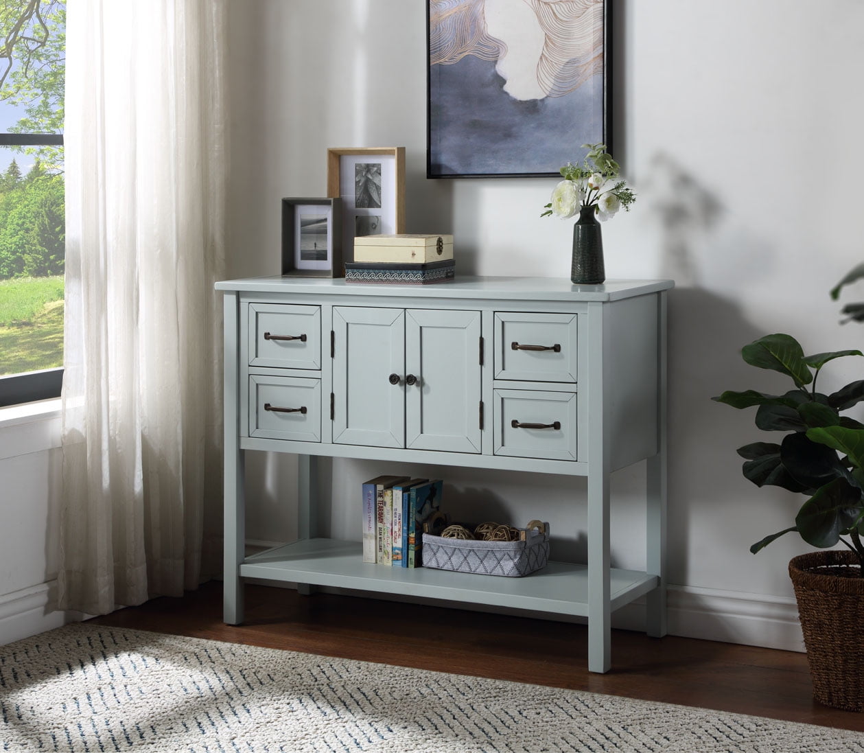2 Drawers and 1 Shelf Cabinet White S7-BSB-010-CA Living Room Entryway Console Sideboard Table SDHYL Chest Storage Cabinet Kitchen Cupboard Organizer