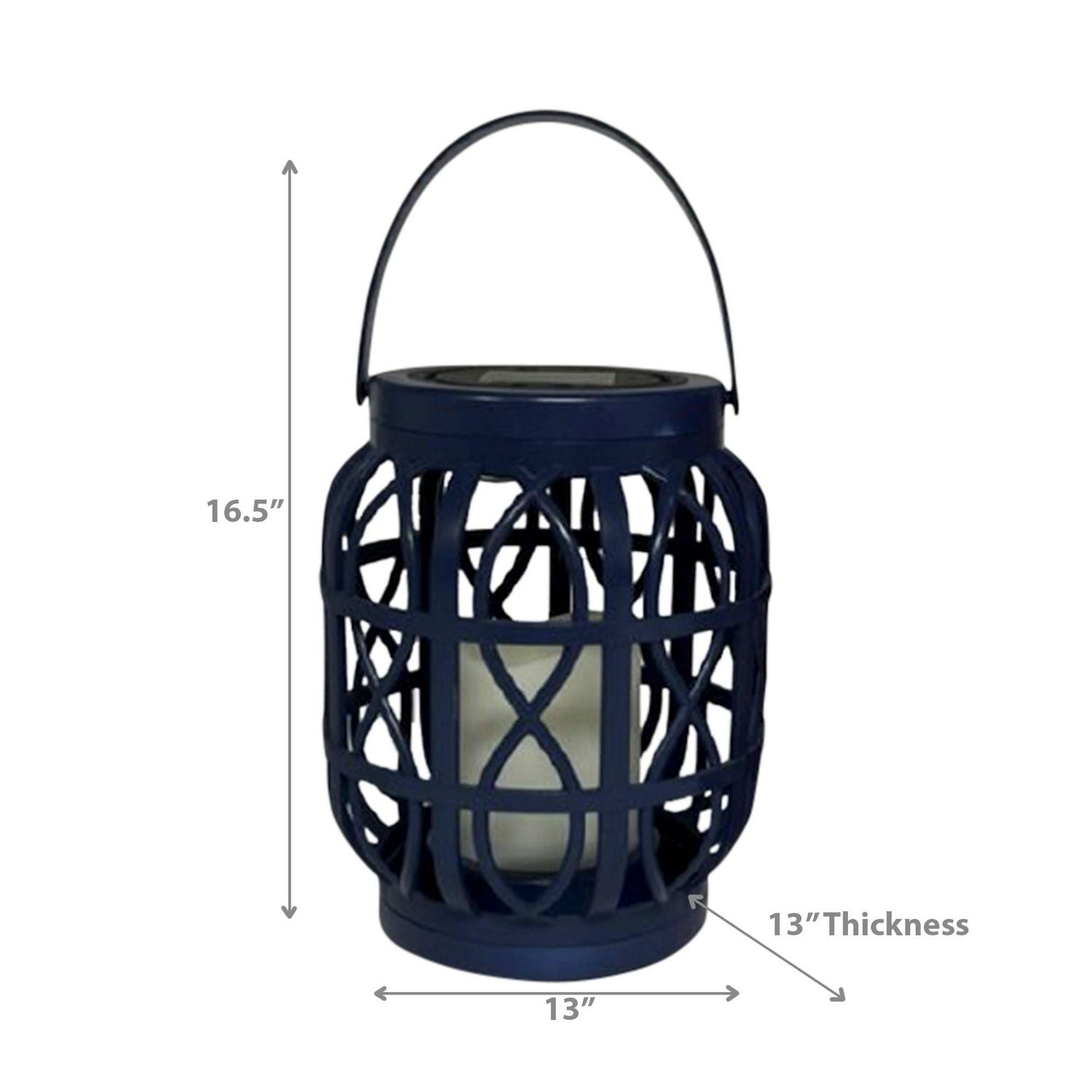 LED Solar Basket Weave Lantern With Faux Candle Black