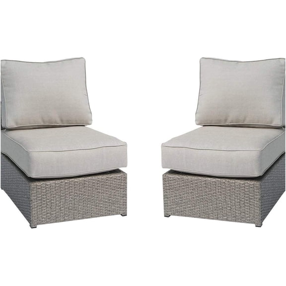 JERFIT 2-Piece Modern Wicker Patio Lounge Chairs Set with Thick Cushions, All-Weather Grey Rattan Armchairs for Garden, Porch, Outdoor