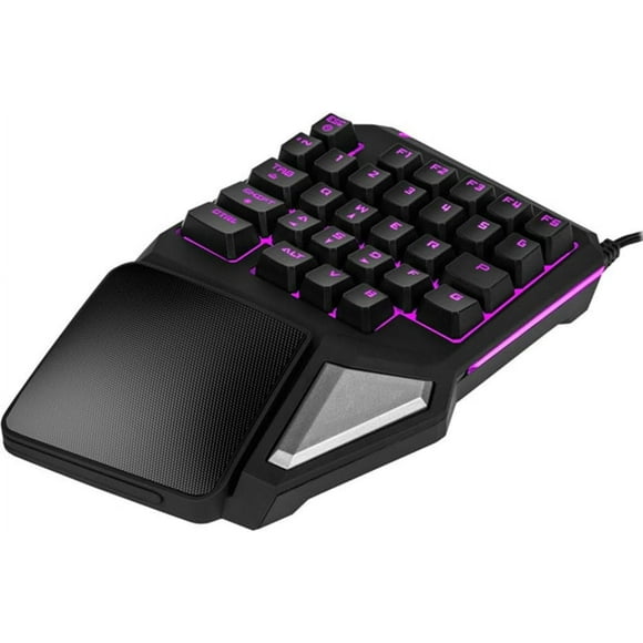 PC One-Handed Keyboard Ergonomic Mechanical Gaming Keypad with Wrist Rest 7 Color Backlit Quick Responsive 29 Keys for Windows7/8/10 MAC OS