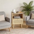 thumbnail image 2 of Gelloan Nightstand Set of 2, Rattan Drawer Bedside Table with Open Storage, Modern Wooden End Table, for Bedroom, Dorm and Small Spaces,Natural, 2 of 7