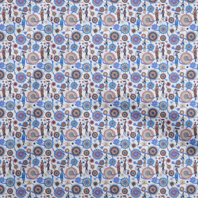 oneOone Rayon Beige Fabric African Craft Projects Decor Fabric Printed By The Yard 56 Inch Wide