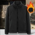 thumbnail image 2 of Dagegui Men's Polar Fleece Sherpa Lined Jacket Warm Full Zip Up Stand Collar Jackets Soft Winter Thick Coat with Zipper Pockets Black XL, 2 of 4