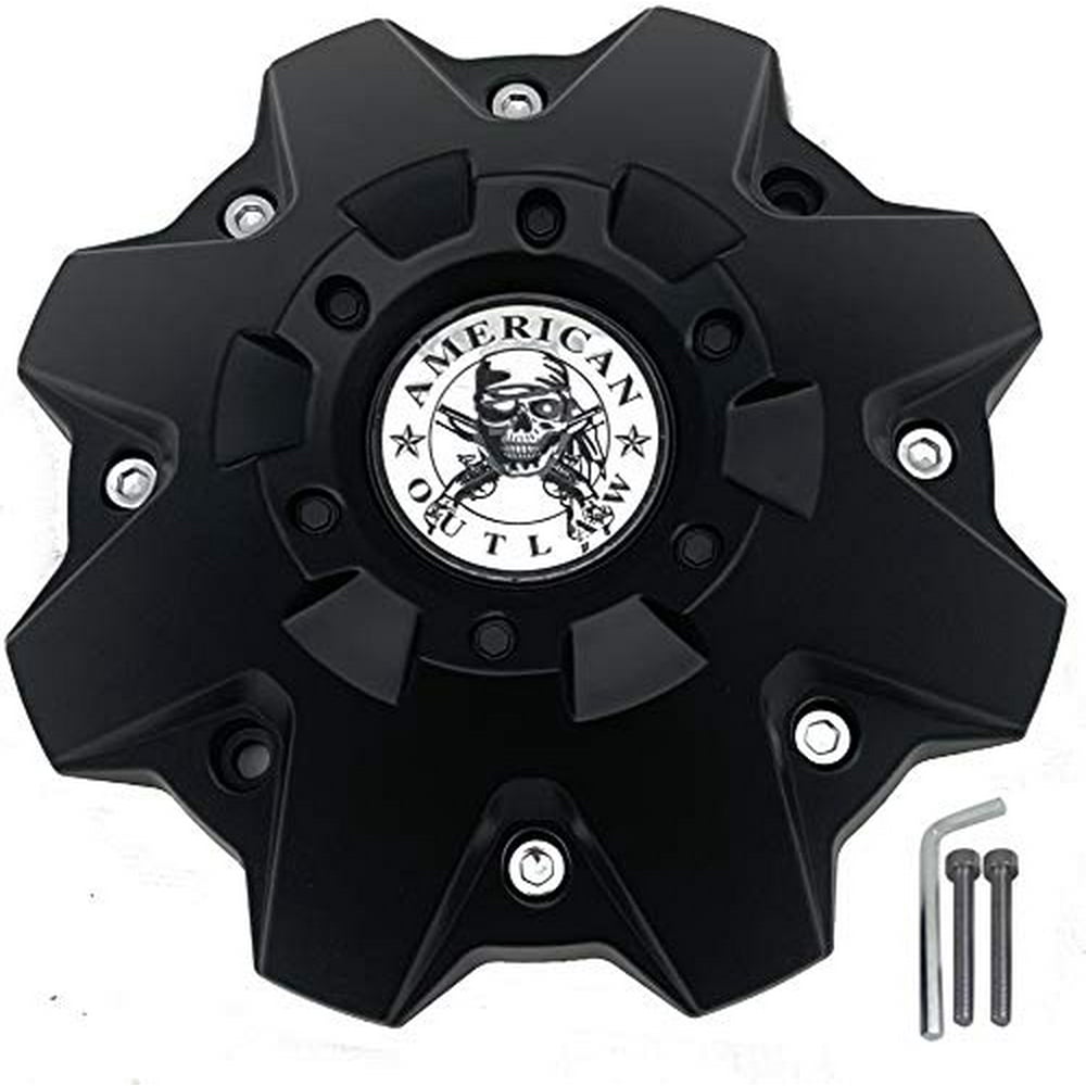 American Outlaw Wheels BC845 Black Custom Wheel Center Caps (Set of