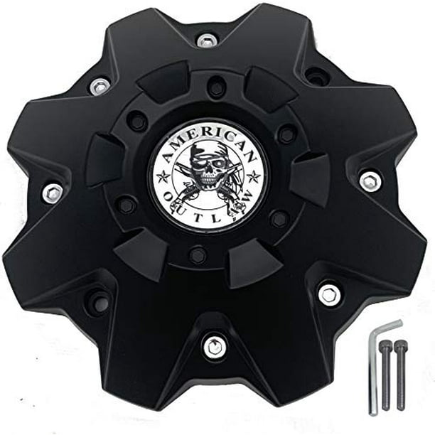 American Outlaw Wheels BC845 Black Custom Wheel Center Caps (Set of