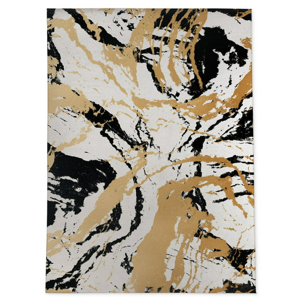 Kavka Designs Marble Black And Gold, Black And Gold Living Room Rug