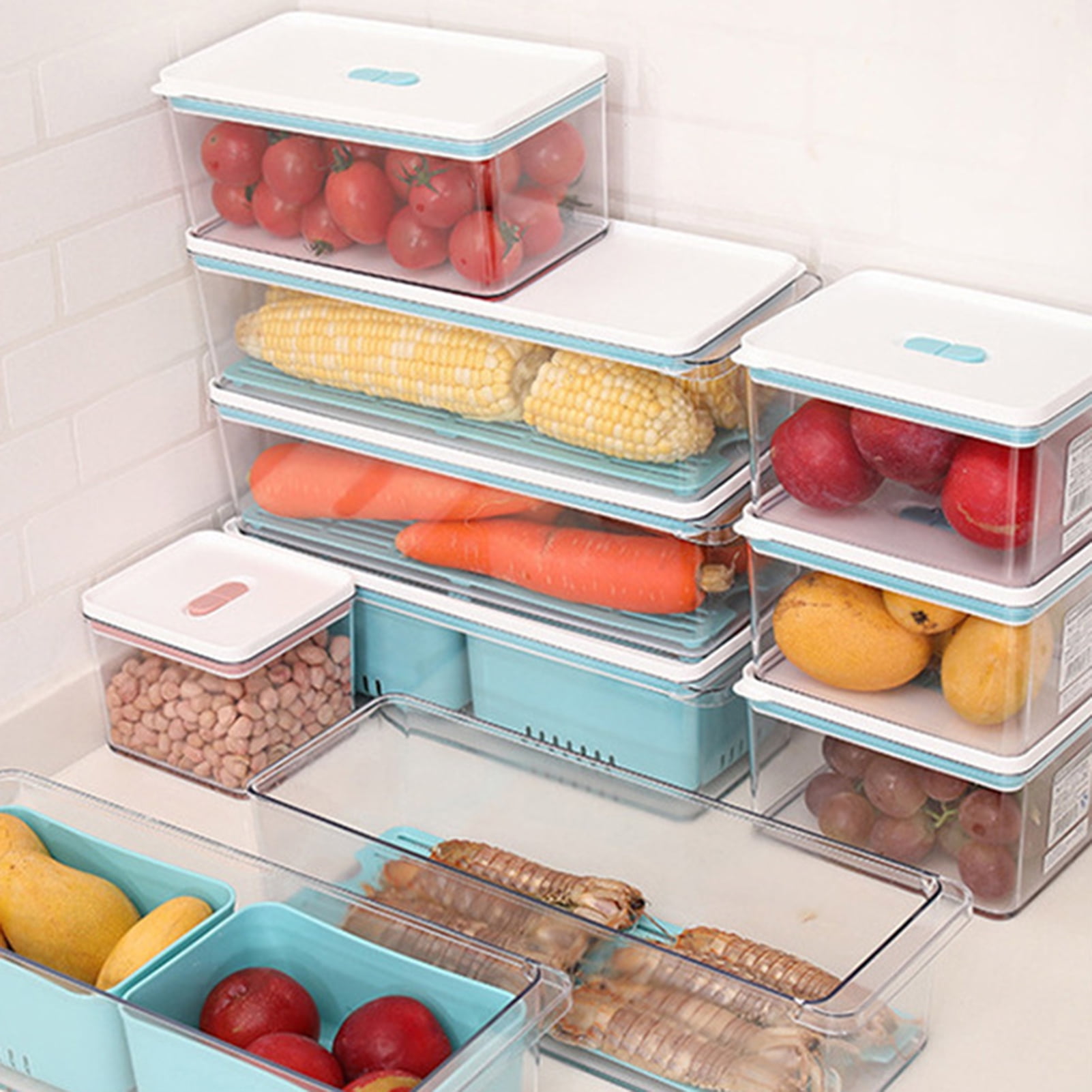 Tupper Transparente Con Escurridor - 3 Piezas Herméticas Para Guardar Y Lavar Verduras, Diseño 4 En 1