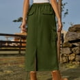 thumbnail image 5 of Loopsun Womens Skirts, Skirts for Women, Women's Denim Casual Wear Pocket Skirt Casual Mid Length Skirt Army Green, 5 of 5