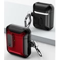 thumbnail image 2 of Secure-Click Series for Apple Airpods Case (1st and 2nd Gen), Nakedcellphone Rugged Hybrid Protective Cover with Carabiner Keychain Clip and Lock Closure for Airpods Console - Red, 2 of 8