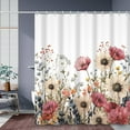 thumbnail image 4 of SUNOLIFE Spring Floral Shower Curtain,Flowers Waterproof Polyster Bathroom Curtain,72"W x 72"L, 4 of 11