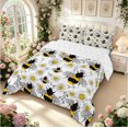 thumbnail image 2 of Erosebridal Cute Bug Bee King Size Comforter Sets,Transitional Sunflower Floral Comforters King Size,Black Silver,Reversible,3 Pieces,1 Comforter and 2 Pillowcases, 2 of 7