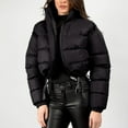 thumbnail image 6 of YueHuiYing Women's Cropped Long-sleeved Jacket Zip Up Winter Short Quilted Jackets Bubble Coat, 6 of 7