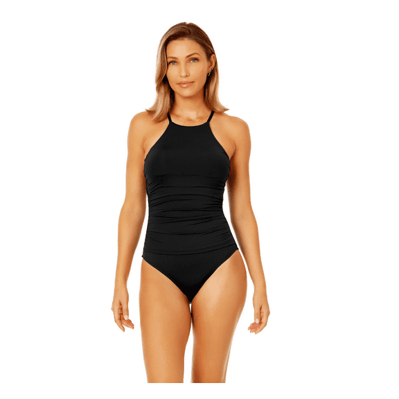 Anne Cole Womens High-Neck One-Piece Navy Size 16