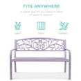 thumbnail image 4 of Best Choice Products Outdoor Steel Bench Garden Patio Porch Furniture w/ Floral Design Backrest - Lavender, 4 of 8