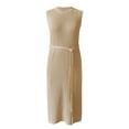 thumbnail image 4 of Sngxgn Mini Sweater Dress for Women, Button up Long Sleeve Knit Dresses for Work in Fall(Khaki,M), 4 of 5