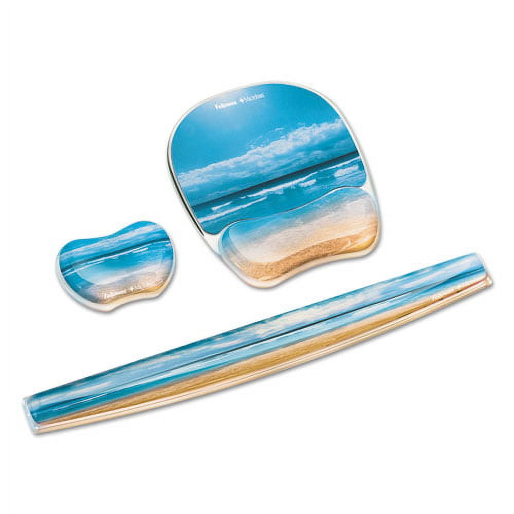 "Photo Gel Keyboard Wrist Rest with Microban Protection, 18.56 x 2.31, Sandy Beach Design | Bundle of 2 Each"