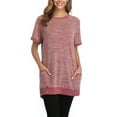 thumbnail image 1 of Innerwin T-Shirt Manches Courtes Hauts pour Femmes Col Rond Ample Rose TG, 1 of 8