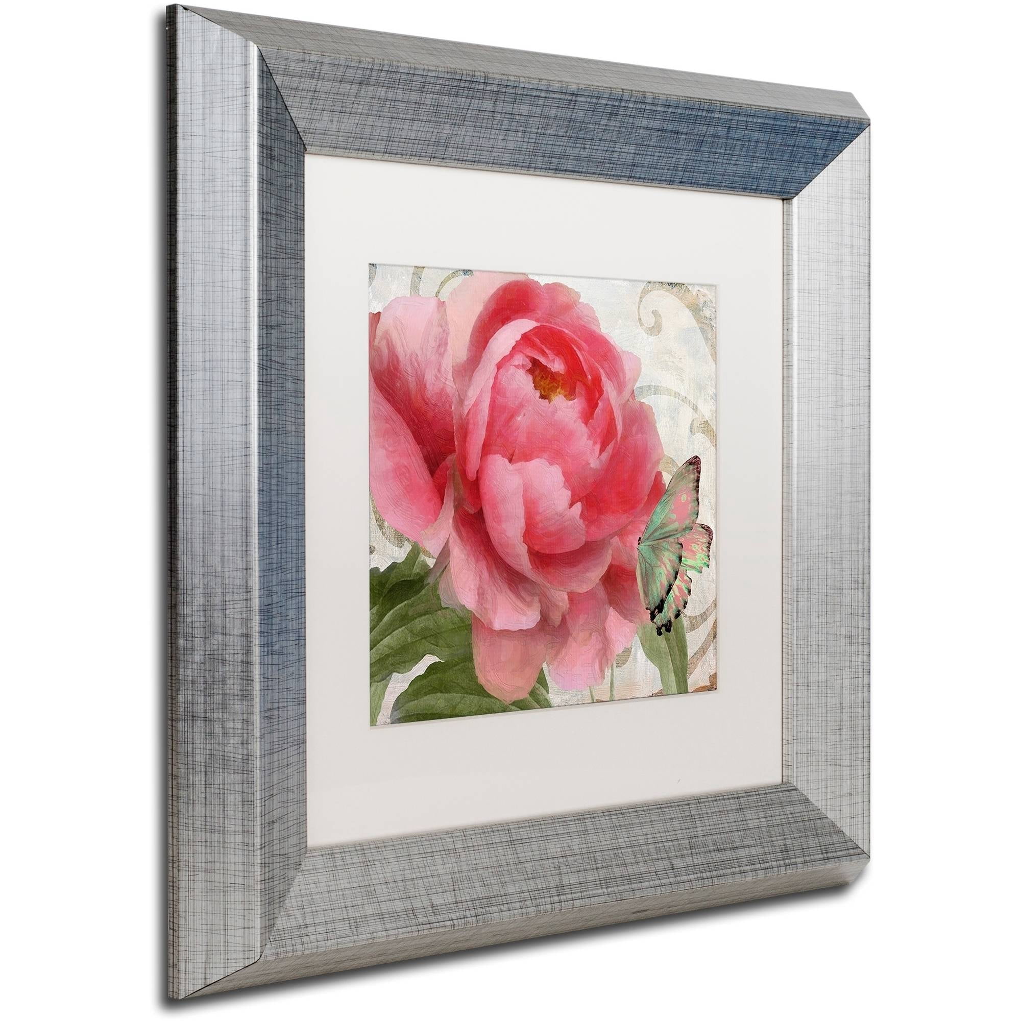 Trademark Fine Art "Apricot Peonies II" Canvas Art by Color Bakery White Matte, Silver Frame