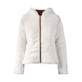 thumbnail image 3 of Hat and Beyond Women's Reversible Comfortable Lounge Fleece Sherpa And Puffer Jacket With Hood, 3 of 5