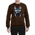 thumbnail image 2 of DJ Kitty Cat with Headphones | Mens Cat Lover Crewneck Graphic Sweatshirt, Brown, Small, 2 of 3