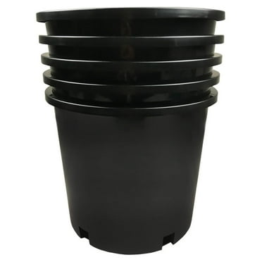 Calipots 5-Pack 5 Gallon Premium Black Plastic Nursery Plant Container Garden Planter Pots (5 Gallon)