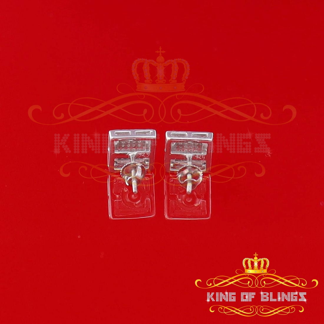 King of Bling's Aretes Para Hombre 925 White Silver 0.20ct Diamond Women,s & Men's Stud Earrings