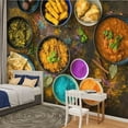 thumbnail image 2 of Peel and Stick Wallpaper Canvas Traditional Indian food Holi colours powder rustic Indian Modern Art Wall Mural Decor Self Adhesive and Removable 100in x 144in, 2 of 7