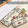 thumbnail image 5 of Floral Edging Beige Kitchen Mat Set of 2 Cushioned Non Slip Rugs for Bedroom Floor Runner Mats, 5 of 7