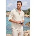 thumbnail image 3 of COOFANDY Men's Long Sleeve Cotton Linen Henley T-Shirt - Hippie Casual Beach Tee, 3 of 8