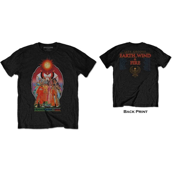 Men's Earth Wind & Fire Let's Groove (Back Print) Slim Fit T-shirt Medium Black