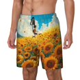 thumbnail image 2 of Uemuo Clear Sky Sunflower Pattern Mens Swim Trunks Quick Dry Board Shorts with Mesh Lining, Stretch Beach Shorts Quick Dry No-Chafing Board Shorts-Medium, 2 of 9