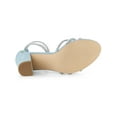 thumbnail image 3 of BLISSFUL STEP Women's Shoes Rhinestone Crisscross Strappy Block Heel Faux Suede Ankle Buckle Sandals SkyBlue 6, 3 of 8