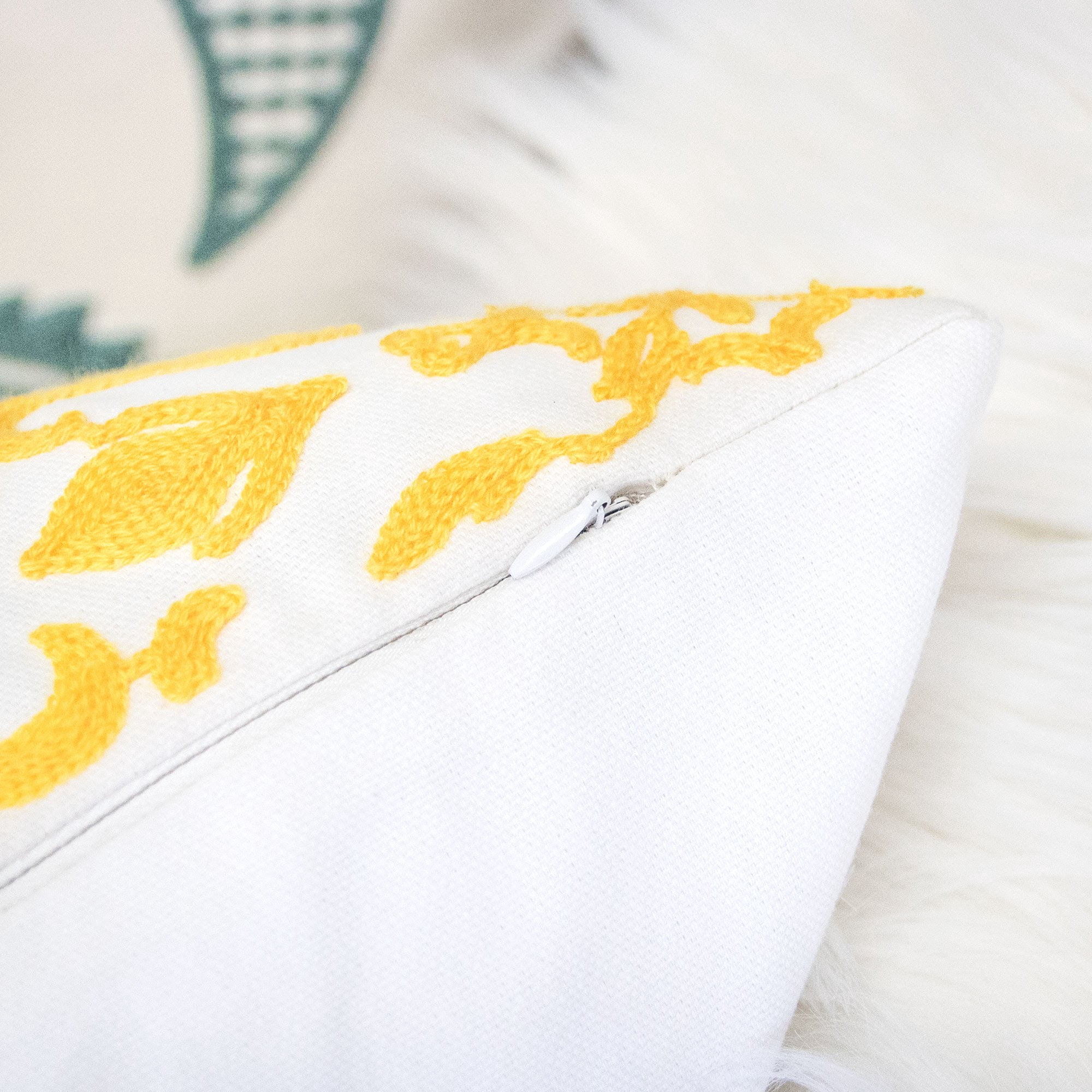 Kelsey Yellow Abstract Polyester 18 in. x 18 in. Throw Pillow (Set of 2)