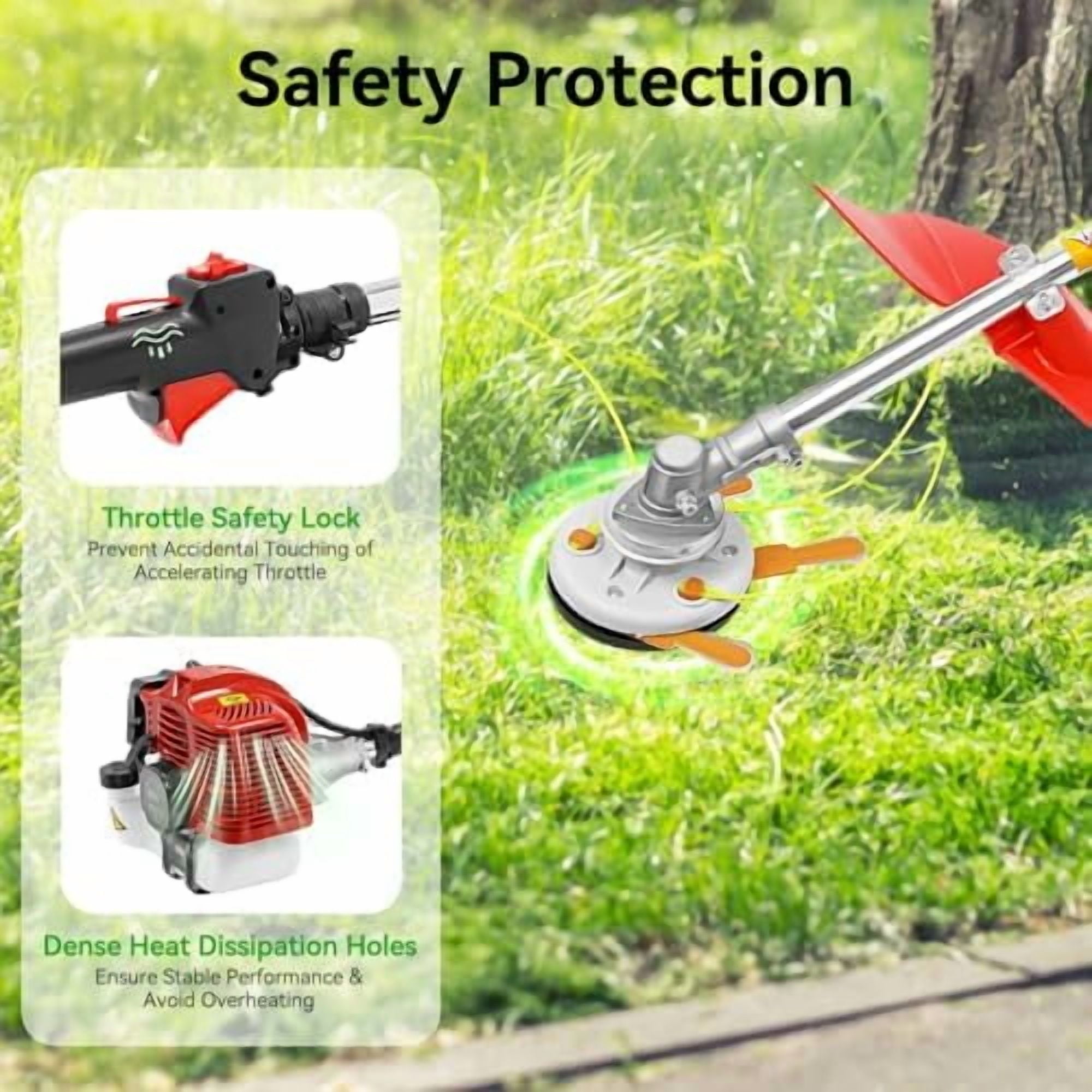 43cc Gas Weed Wacker, 2-Stroke String Trimmer/Edger Single Cylinder Air Cooled Engine with Heavy Duty Straight Shaft Lawn Mower Strings for Home Lawn Orchard Tea Garden Mowing$$Garden & Patio