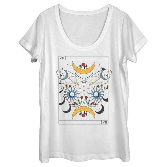 Women's Lost Gods Celestial Butterfly Tarot Scoop Neck White X Large