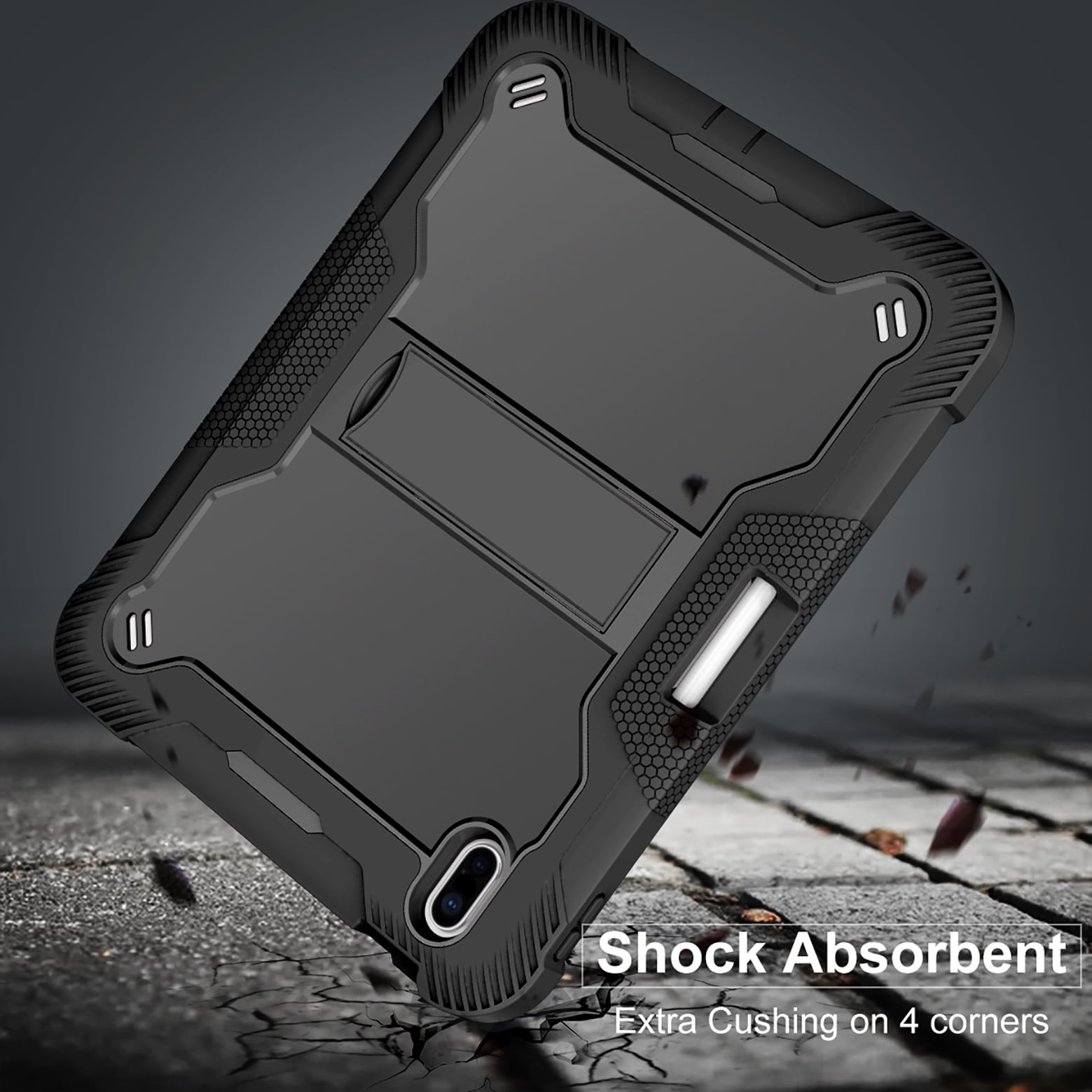 Feishell Case for Apple iPad 10th Generation 10.9 inch (2022),Three Layer Protection Shockproof Hybrid Armor Heavy Duty Rugged Kickstand Protective Cover with Built-in Pencil Holder,Black