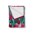 thumbnail image 2 of Floral Soft Flannel Fleece Blanket, Abstract Art Flower Polka Dotted Tulips on Geometric Background Illustration, Cozy Plush for Indoor and Outdoor Use, 70" x 90", Jade Green and Red, by Ambesonne, 2 of 5