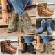 thumbnail image 4 of Women Moccasin Boots Flat Suede Fringed Ankle Booties Winter Warm Shoes Short, 4 of 8