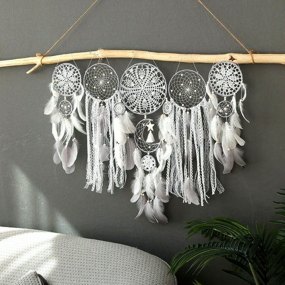QKW 5-Piece Large-sized dreamcatcher set Bohemian Wall Decoration,Hanging decorations in the living room and bedroom,Green，29.5*39.3 Inches