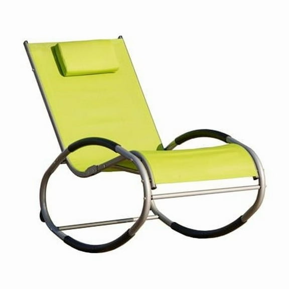 Direct Wicker UBS-PAL-008-Green Iron Rocking Oval Lounge Single Chair for Indoor or Outdoor, Green