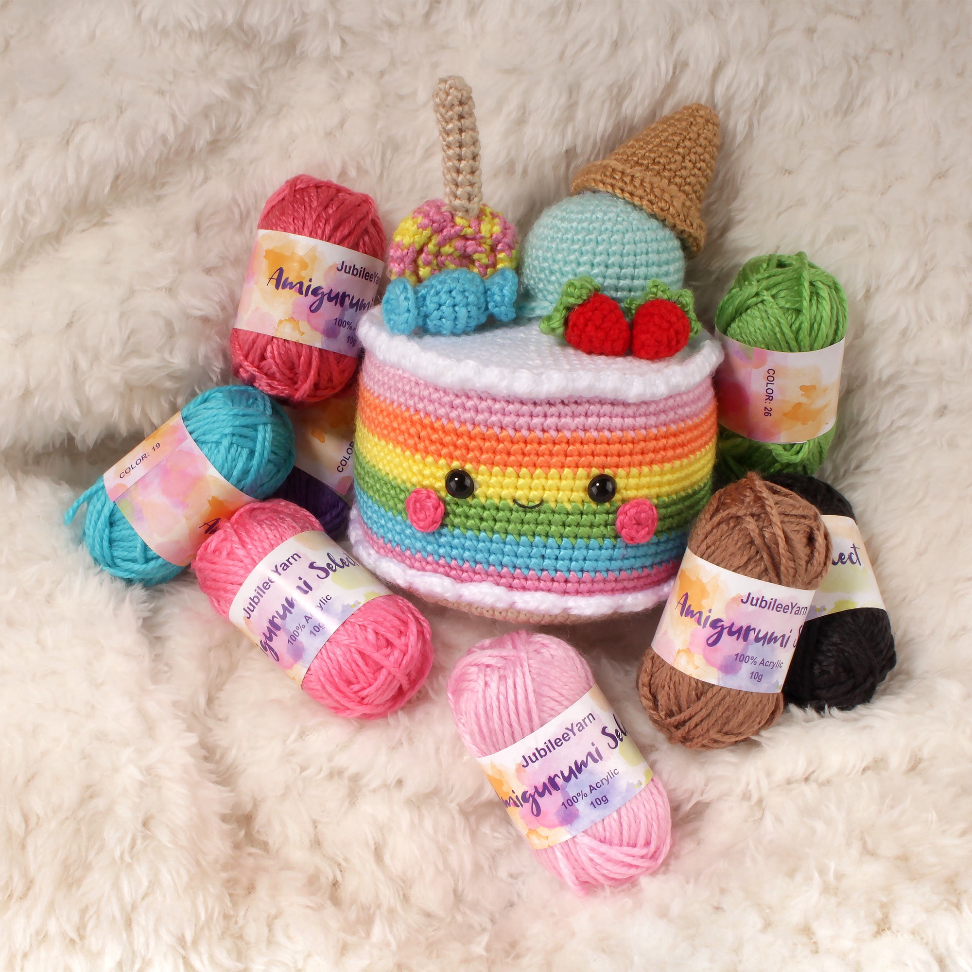 JubileeYarn Amigurumi Select Yarn Bonbons - 10g/Skein Baby Weight Acrylic - Dark Colors - 20 Skeins