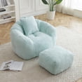 thumbnail image 2 of Newest Shell-Shaped Faux Fur Lounger with Footstool, Light Blue Bean Bag Chair for Princess Room & Fantasy Corner, 2 of 10
