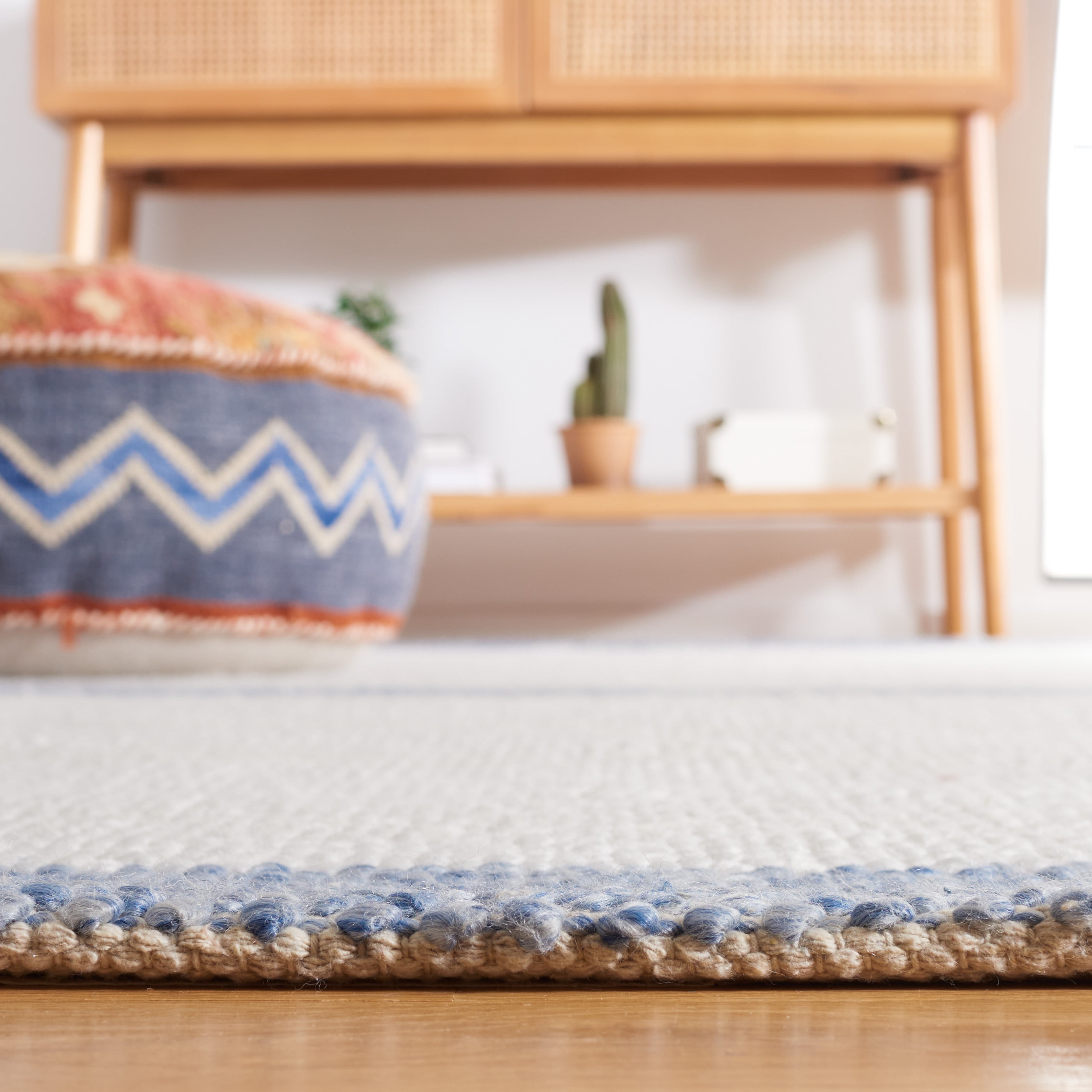 SAFAVIEH Natura Marina Striped Wool Area Rug, Ivory/Blue, 8' x 10'