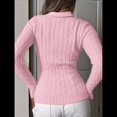 thumbnail image 4 of Suéteres de Punto para Mujer, Suéteres de Larga con Cuello en V, Camisetas Casuales, Conjuntos de Moda de Otoño. Rosa S, 4 of 8