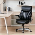 thumbnail image 3 of Nouhaus Big and Tall Black High Back PU Leather Office Chair with Lumbar Support & Adjustable Flip-up Armrests for Home Office & Study Room, 3 of 10
