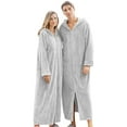 thumbnail image 2 of Couples Pajamas Matching Sets for Men and Women Soft Warm Robe Cozy Flannel Long Hooded Zipper Bathrobe Plush Winter Housecoat Nightgown Grey XL, 2 of 9