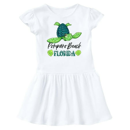 

Inktastic Pompano Beach Florida Happy Sea Turtle Gift Baby Girl Dress