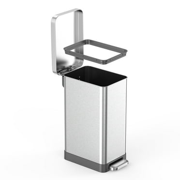 Qualiazero 13.2 Gallon (50L) Stainless Steel Slim Step-On Trash Can, Kitchen Garbage Bin, Soft-Close Lid, Fingerprint-Resistant, Silver