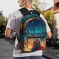 thumbnail image 6 of Pofeuu Celestial Stag Cosmic Glow Print Laptop Backpack Travel Canvas Backpack for School Lightweight and Comfortable Backpack College Backpack Schoolbag, 6 of 6