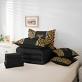 thumbnail image 6 of Feelyou Cheetah Print Letter T Bedding Comforter Set 7 Pieces, Chic Brown Bowknot Ribbon Full Bedding Set, Leopard Wildlife Animal Reversible Fitted Sheet Flat Sheet, Super Cozy Room Decor, 6 of 8